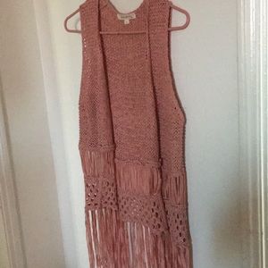 Pink painted traeads cardigan embroidered